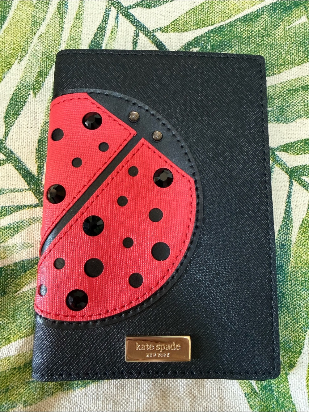 Kate Spade Red/Black Ladybug Passport Wallet“Turn over a new leaf” Pristine!